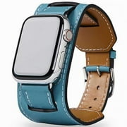 CIRUTVAL Leather Cuff Strap Compatible with Apple Watch Band iWatch Bands 45mm 44mm 42mm 49mm 41mm 40mm 38mm Genuine Leather Bracelet for iWatch Series 9 8 7 6 5 4 3 2 1 SE\u0026SE 2 Ultra\u0026Ultra 2